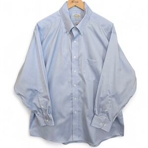 Eagle Shirtmakers Dress Shirt Mens 17.5 32/33 Button Down Non Iron Blue Career